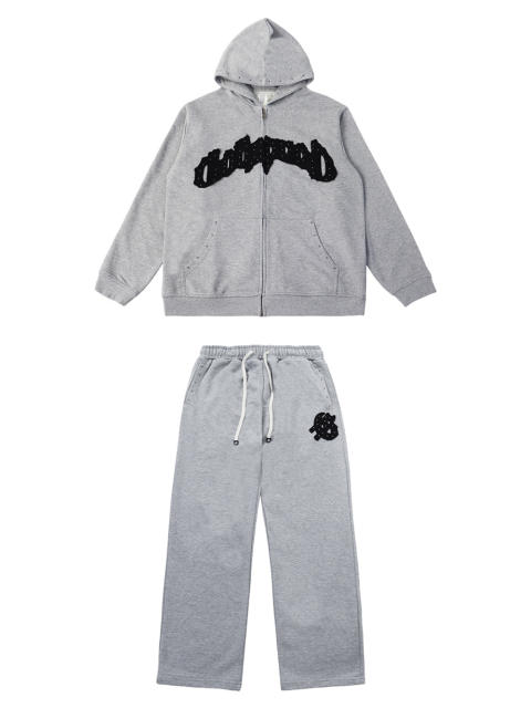 Beaded Embroidered Letter Hoodie & Pants Set 2 colors 28693925
