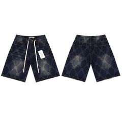 Quilted Laser-Cut Washed Denim Shorts 2 colors 28899678