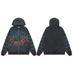 Spider Alphabet Print Washed Version Hoodie 28559500