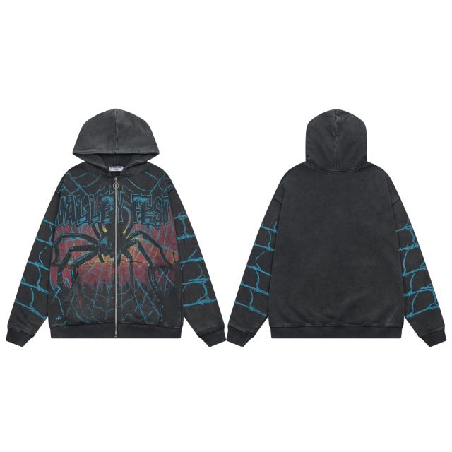 Spider Alphabet Print Washed Version Hoodie 28559500