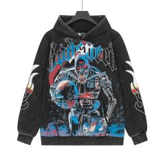 Skeleton Robot Print Washed Hoodie 2 colors 28696536