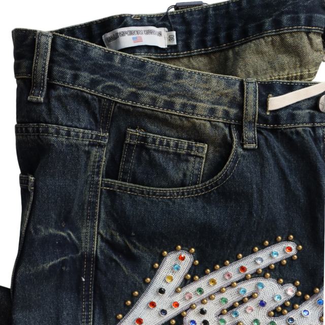 Rainbow Candy Embroidery Beaded Rhinestone Washed Jeans 2 colors 28899681