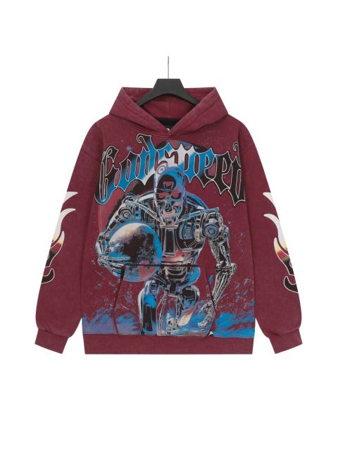 Skeleton Robot Print Washed Hoodie 2 colors 28696536