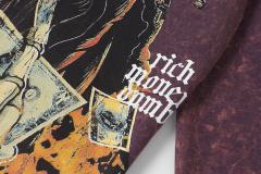 Skeleton Dollar Letter Print Washed Hoodie 2 colors 28690404