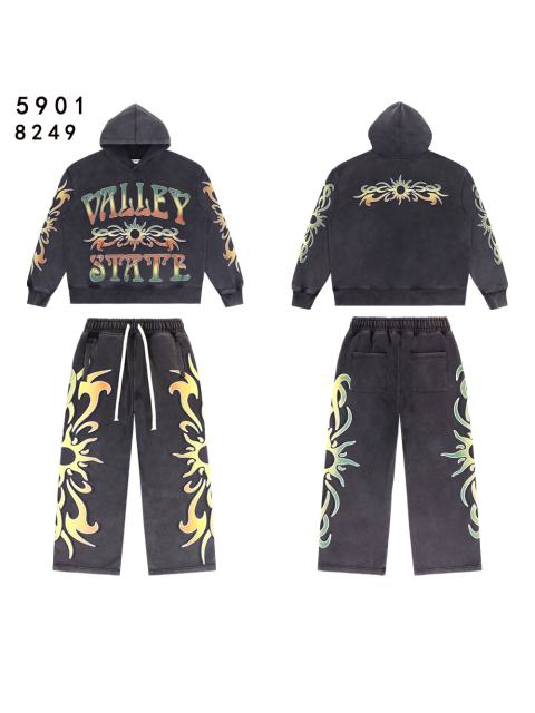 Gradient Sunflower Pattern Print Washed Version Hoodie & Pants Set 2 colors 28705417