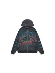 Spider Alphabet Print Washed Version Hoodie 28559500