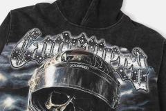 Skeleton Black Knight Print Washed Hoodie 28696540