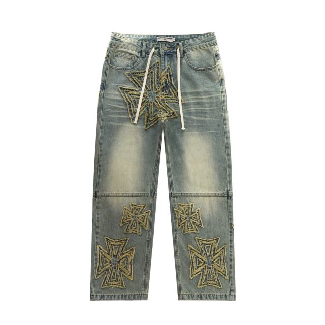 Rainbow Candy Wool Embroidery Washed Jeans 2 colors 28899680
