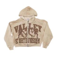 1:1 quality version Football Player Washed Apricot Embroidered Zip-up Hoodie 28841381