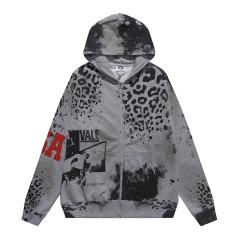 Black Spot Leopard Print Washed Version Hoodie 28709902