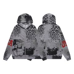 Black Spot Leopard Print Washed Version Hoodie 28709902