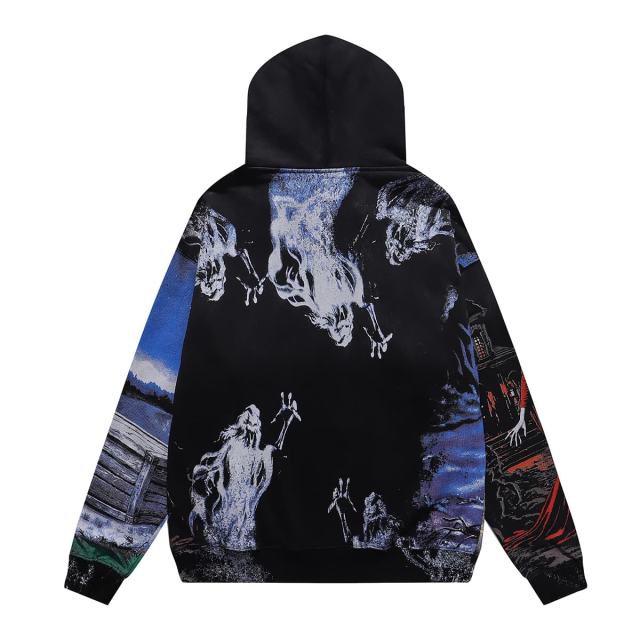 Ghost Halloween Print Washed Version Hoodie 28746810