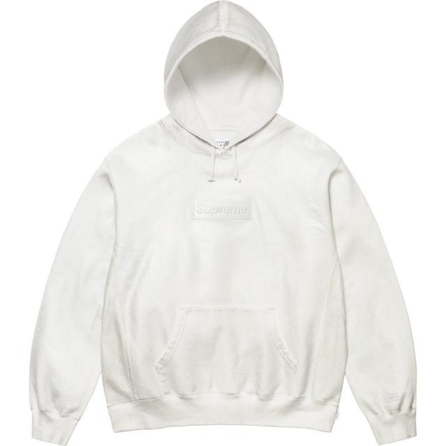SUPREM* x MAISON MARGIELA BOX LOGO HOODIE WHITE