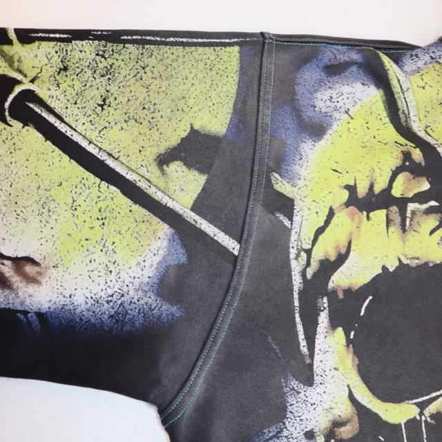 Fluorescent Skeleton Print Washed Distressed Zip-Up Cardigan Hoodie 28978994