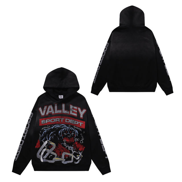 Chain Dog Print Washed Version Hoodie 28746799