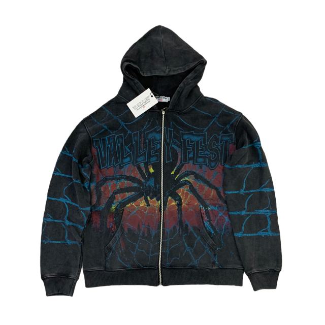 Spider Alphabet Print Washed Version Hoodie 28559500