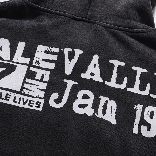Large Chain Back Letter Printed Washed Version Hoodie 28711245