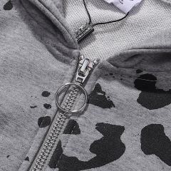 Black Spot Leopard Print Washed Version Hoodie 28709902