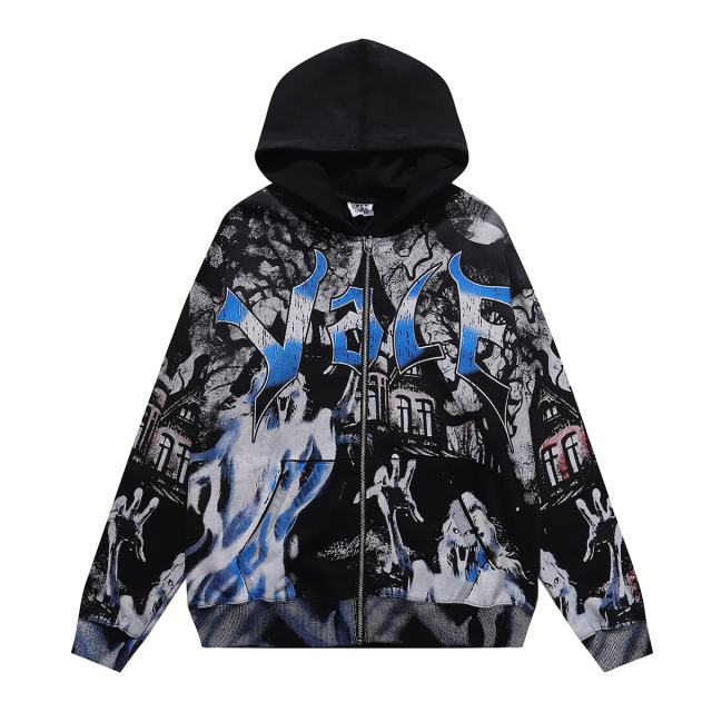 Dark Castle Evil Spirit Print Washed Version Hoodie 28709900