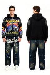 Dark Aesthetic Grim Reaper Graphic Distressed Zip Hoodie 28978141