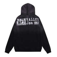 Large Chain Back Letter Printed Washed Version Hoodie 28711245