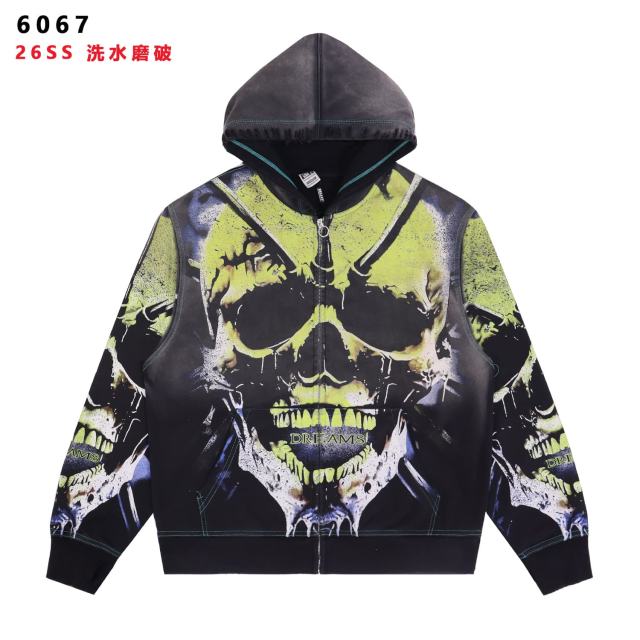 Fluorescent Skeleton Print Washed Distressed Zip-Up Cardigan Hoodie 28978994