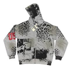 Black Spot Leopard Print Washed Version Hoodie 28709902