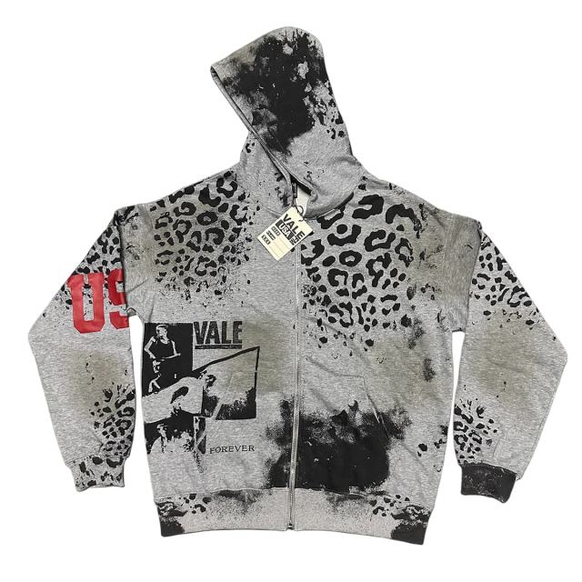 Black Spot Leopard Print Washed Version Hoodie 28709902