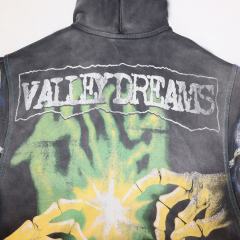 Fluorescent Skeleton Print Washed Distressed Zip-Up Cardigan Hoodie 28978994