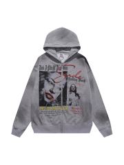 Flame Red Lip Beauty Print Washed Version Hoodie 28709897