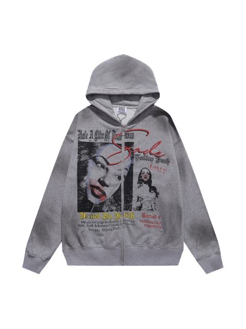 Flame Red Lip Beauty Print Washed Version Hoodie 28709897