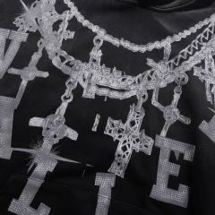 Large Chain Back Letter Printed Washed Version Hoodie 28711245