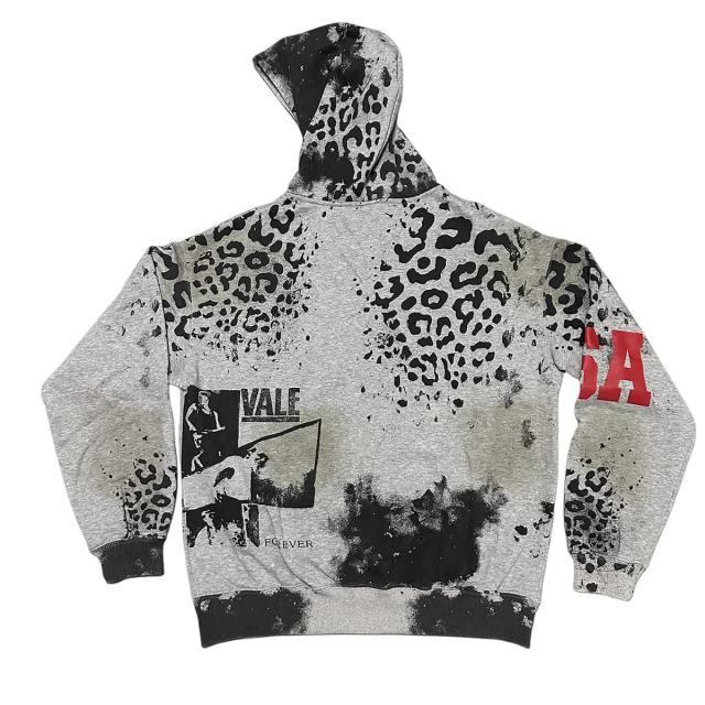 Black Spot Leopard Print Washed Version Hoodie 28709902
