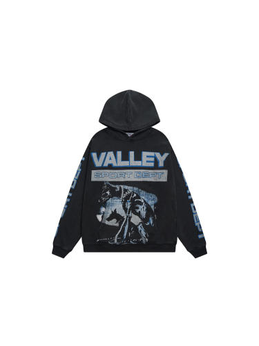Two Dogs Letter Print Washed Version Hoodie 28523830