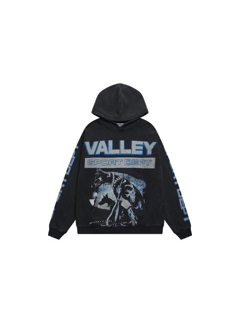 Two Dogs Letter Print Washed Version Hoodie 28523830