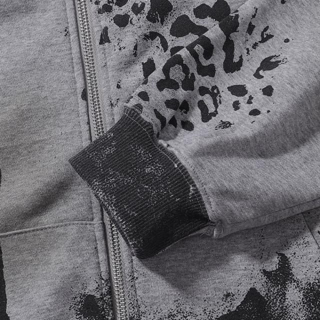 Black Spot Leopard Print Washed Version Hoodie 28709902