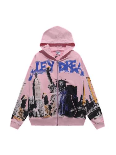 Statue of Liberty Print Washed Version Hoodie 28709898