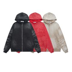 Embroidered Letter Water Ripple Washed Version Hoodie 3 colors 28576623