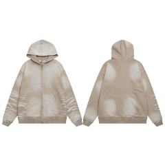 Embroidered Letter Water Ripple Washed Version Hoodie 3 colors 28576623