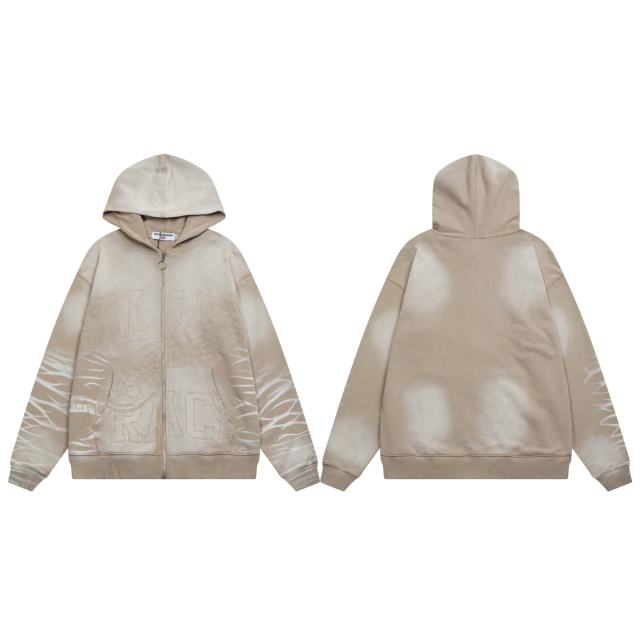 Embroidered Letter Water Ripple Washed Version Hoodie 3 colors 28576623