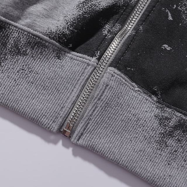 Black Spot Leopard Print Washed Version Hoodie 28709902