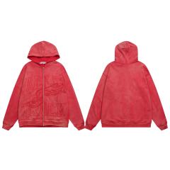 Embroidered Letter Water Ripple Washed Version Hoodie 3 colors 28576623