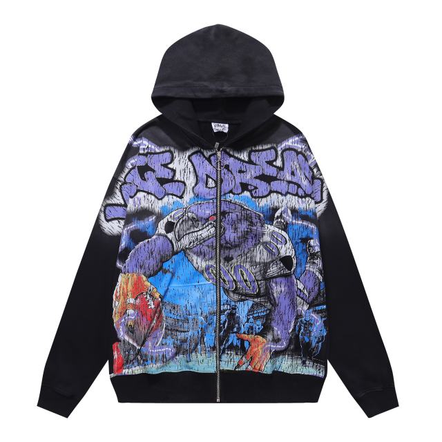 Eagle Football Player Print Washed Version Hoodie 28709896