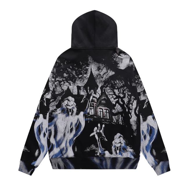 Dark Castle Evil Spirit Print Washed Version Hoodie 28709900