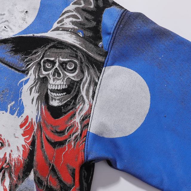 Ghost Halloween Print Washed Version Hoodie 28746810