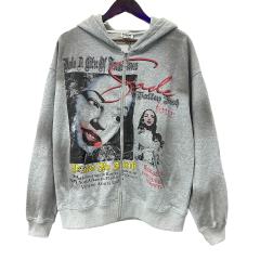 Flame Red Lip Beauty Print Washed Version Hoodie 28709897