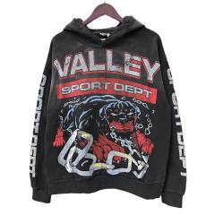 Chain Dog Print Washed Version Hoodie 28746799