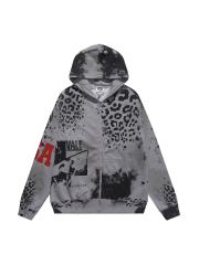 Black Spot Leopard Print Washed Version Hoodie 28709902