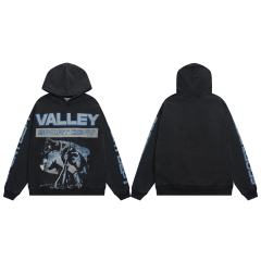 Two Dogs Letter Print Washed Version Hoodie 28523830