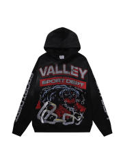 Chain Dog Print Washed Version Hoodie 28746799